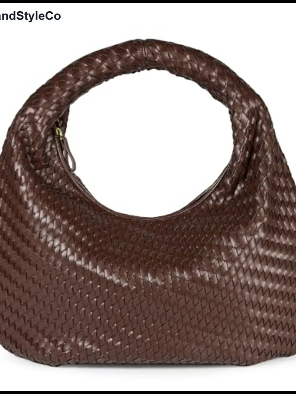 Faux Leather Woven Shoulder Bag Satchel Lightweight Padded Handle Zip